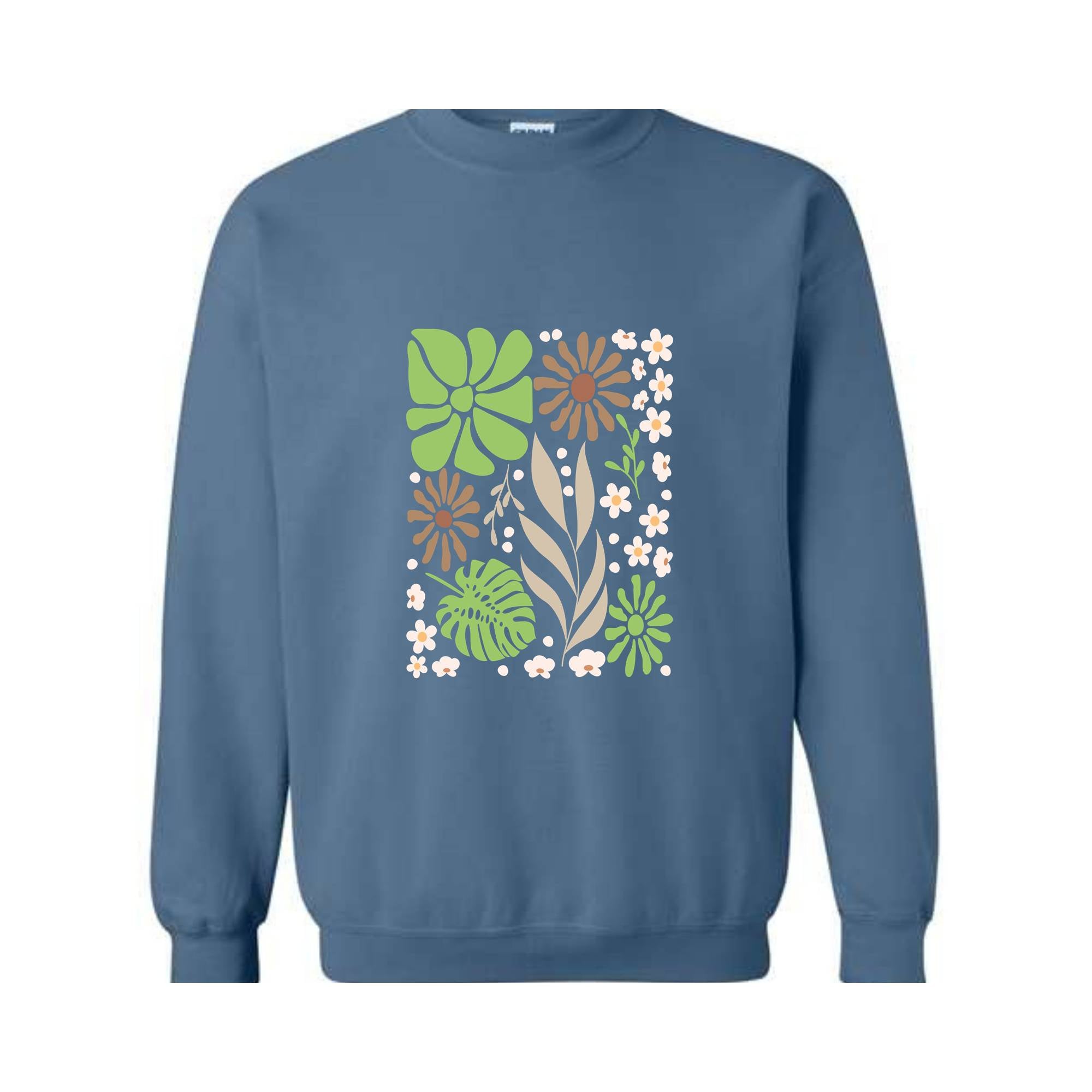 Boho Flowers Sweatshirt, Women Floral Minimalist Sweatshirt, Floral Sweatshirt, Boho Wildflowers Sweatshirt