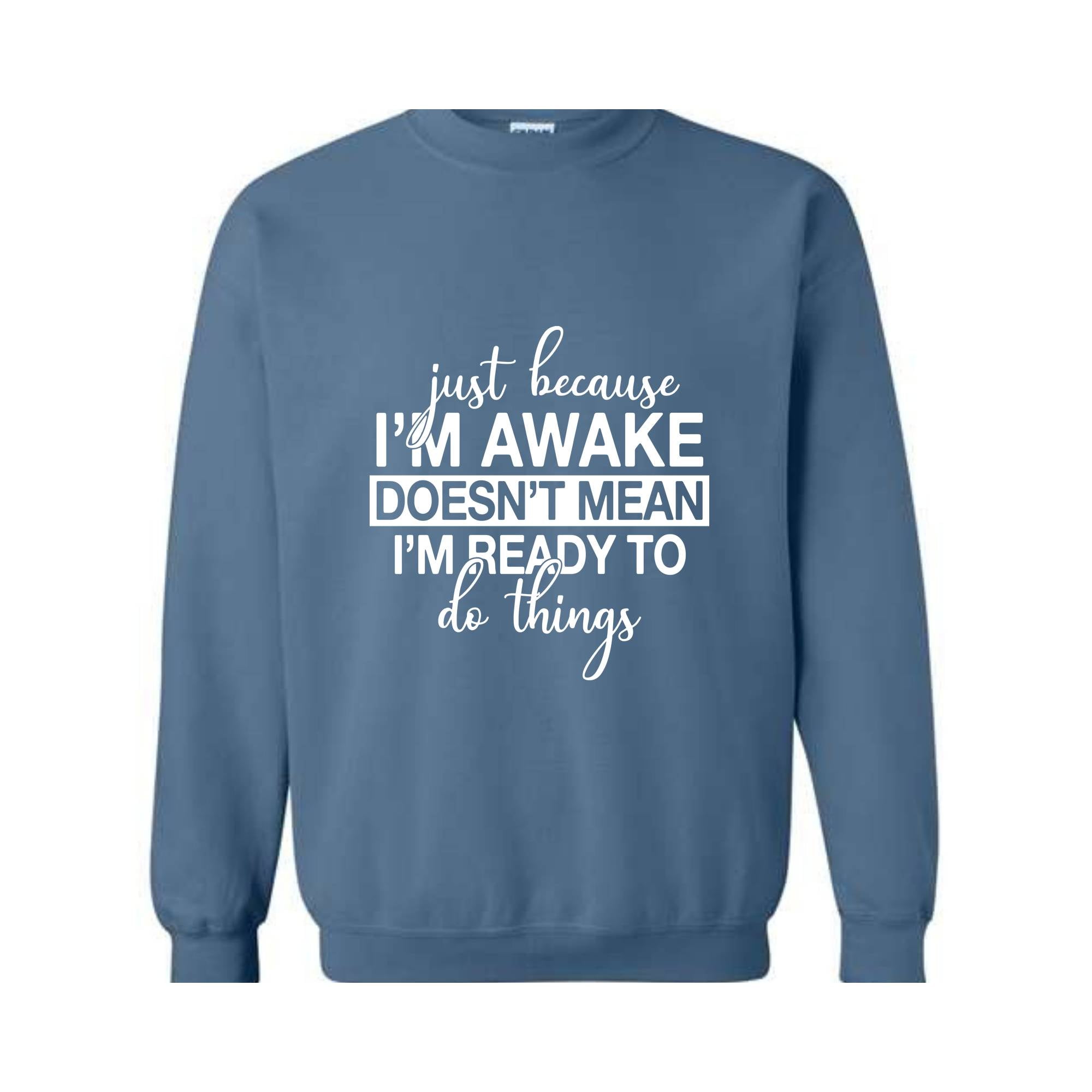 Just Beacuse I'm Awake Doesn't Mean I'm Ready Sweatshirt, Just Because I'm Awake Hoodie, Sassy Hoodie, Just Because Sweatshirt