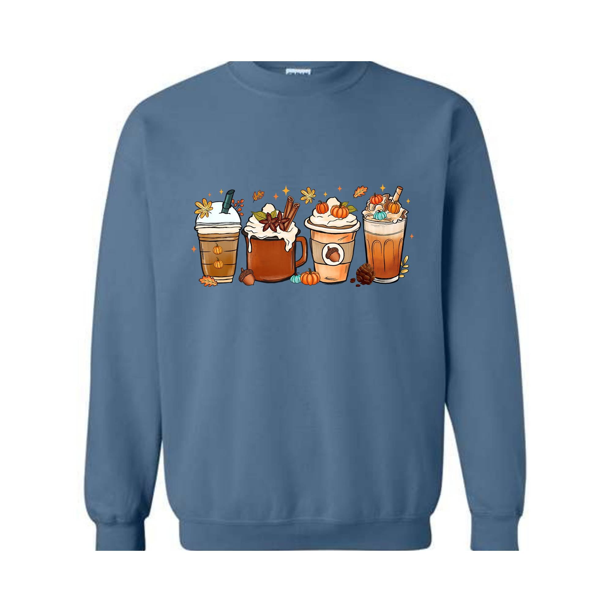 Fall Coffee Sweatshirt, Halloween Pumpkin Latte Drink Cup, Halloween Fall Sweatshirt, Coffee Lover Sweatshirt, Thanksgiving Sweatshirt