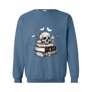 Spooky Skull Sweatshirt, Halloween Spell Books Sweatshirt, Spooky Sweater, Halloween Crewneck, Skull Shirt, Spell Books Shirt, Spooky Season