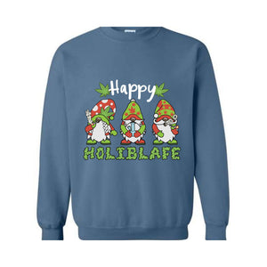 Happy Holiblafe Sweatshirt, Christmas Sweatshirt, Christmas Weed Sweater, Merry Weedmas Sweatshirt, Funny Christmas Sweater