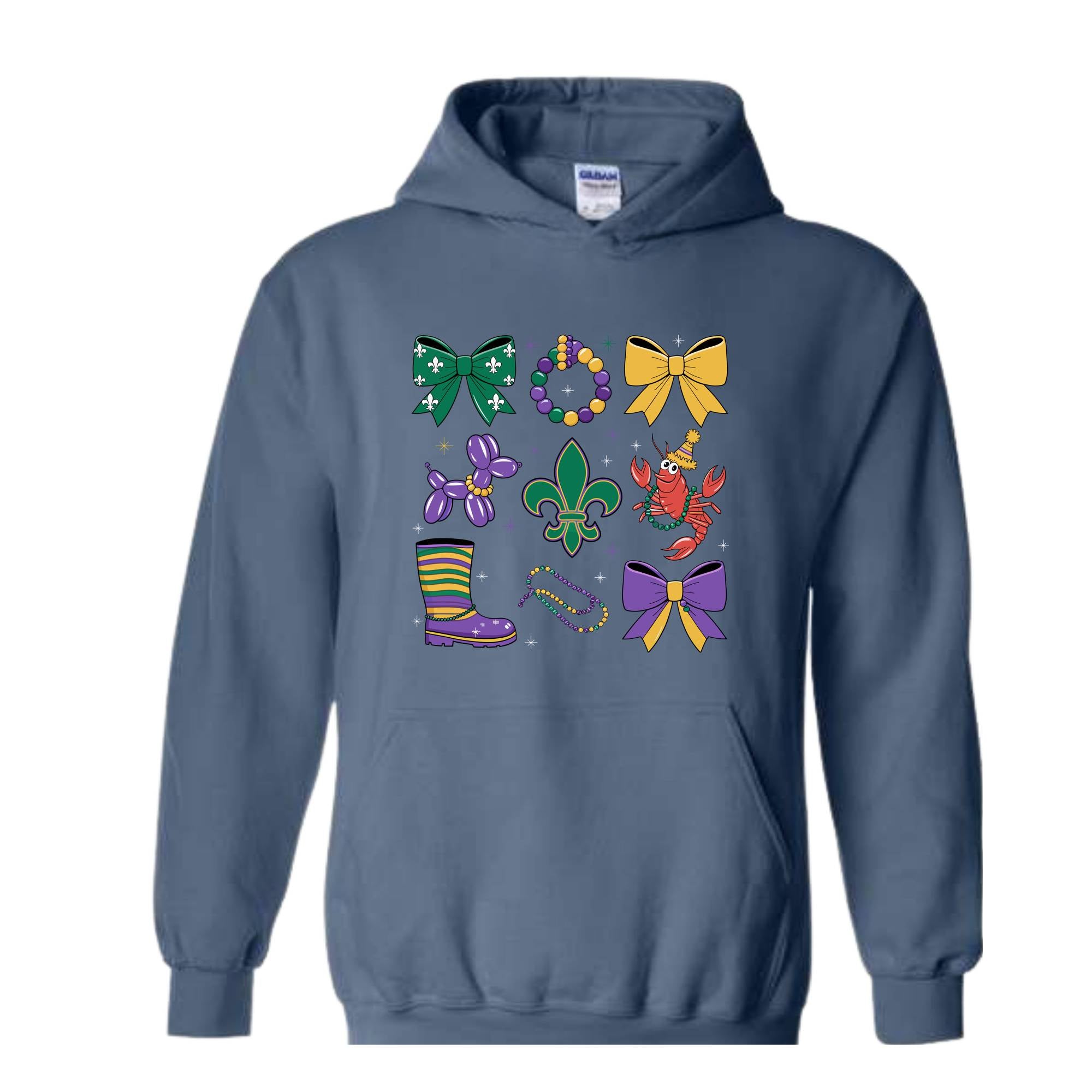 Coquette Mardi Gras Sweatshirt, Bow Mardi Gras Sweatshirt, Mardi Gras Hoodie, Ribbon Mardi Hoodie, Mardi Hoodie