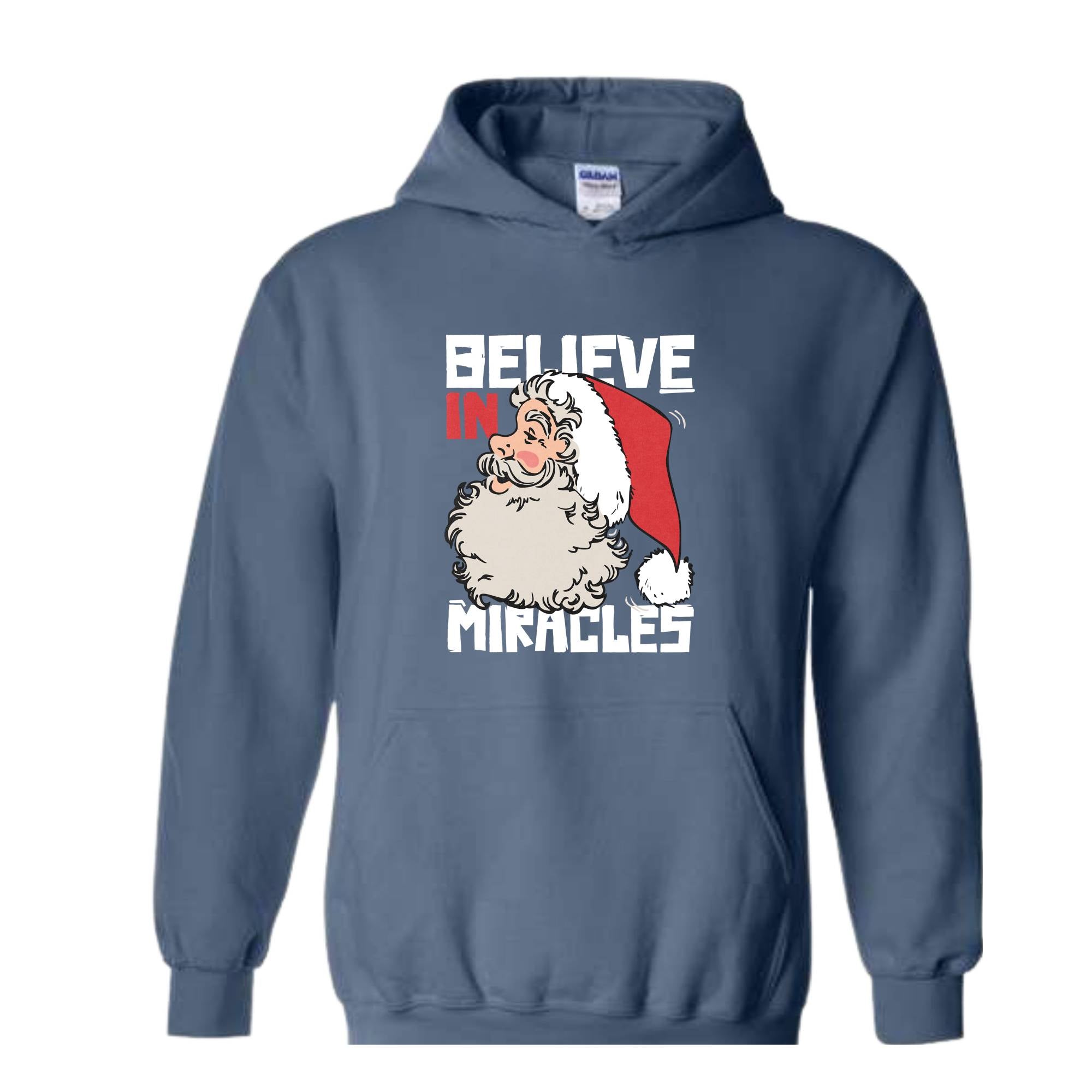 Believe In Miracle Hoodie, Christmas Hoodie, Christmas Gifts, Santa Claus Hoodie, Santa Claus Hoodie, Christmas Hoodie