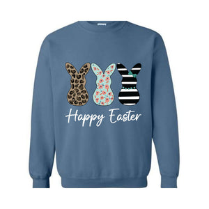 Happy Easter Sweatshirt, Leopard Bunny Sweatshirt, Floral Bunny Hoodie, Happy Easter Hoodie, Easter Gifts