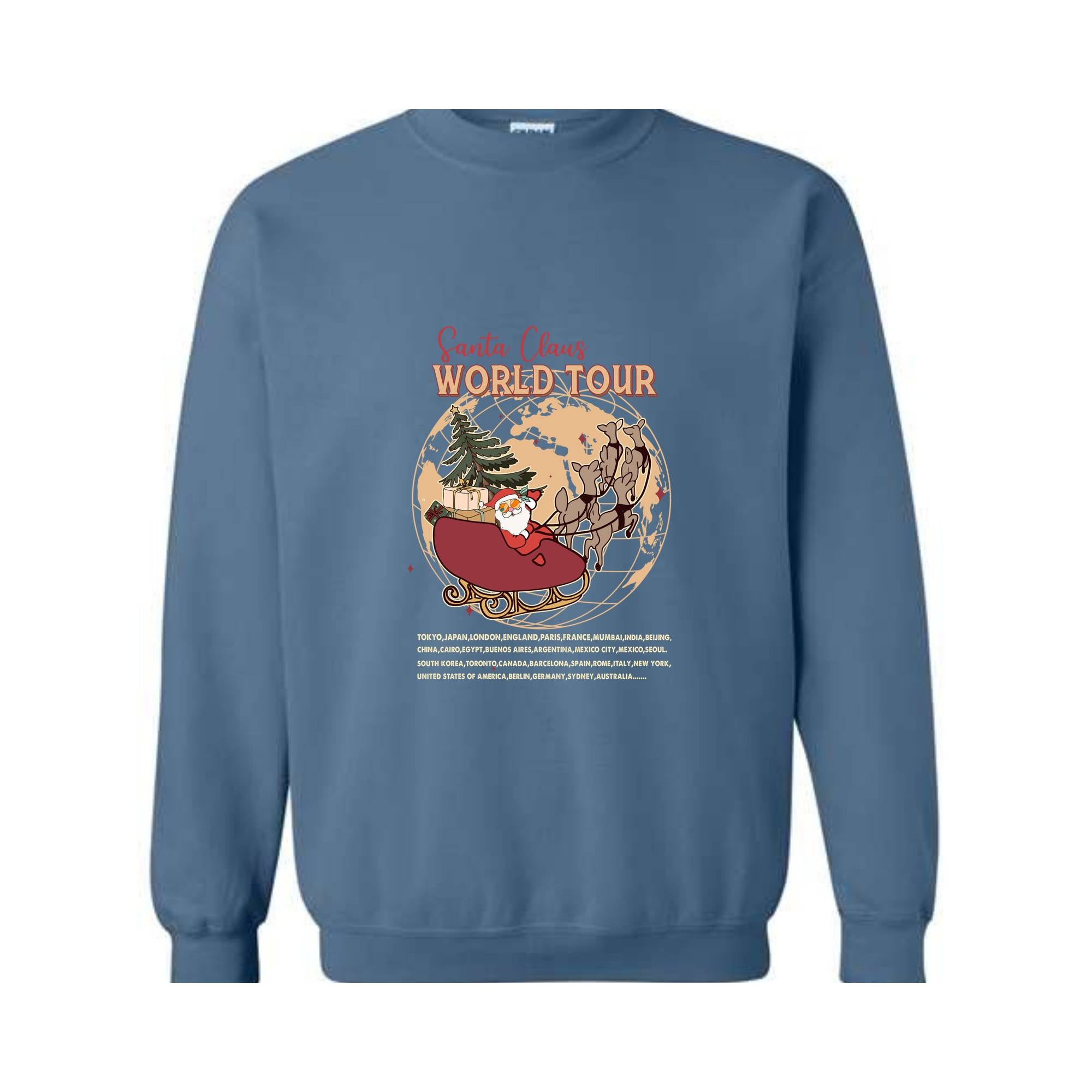 Santa Claus World Tour Sweatshirt, Christmas Sweatshirt, Funny Santa Shirt, Santa Claus Sweatshirt, Christmas Gift