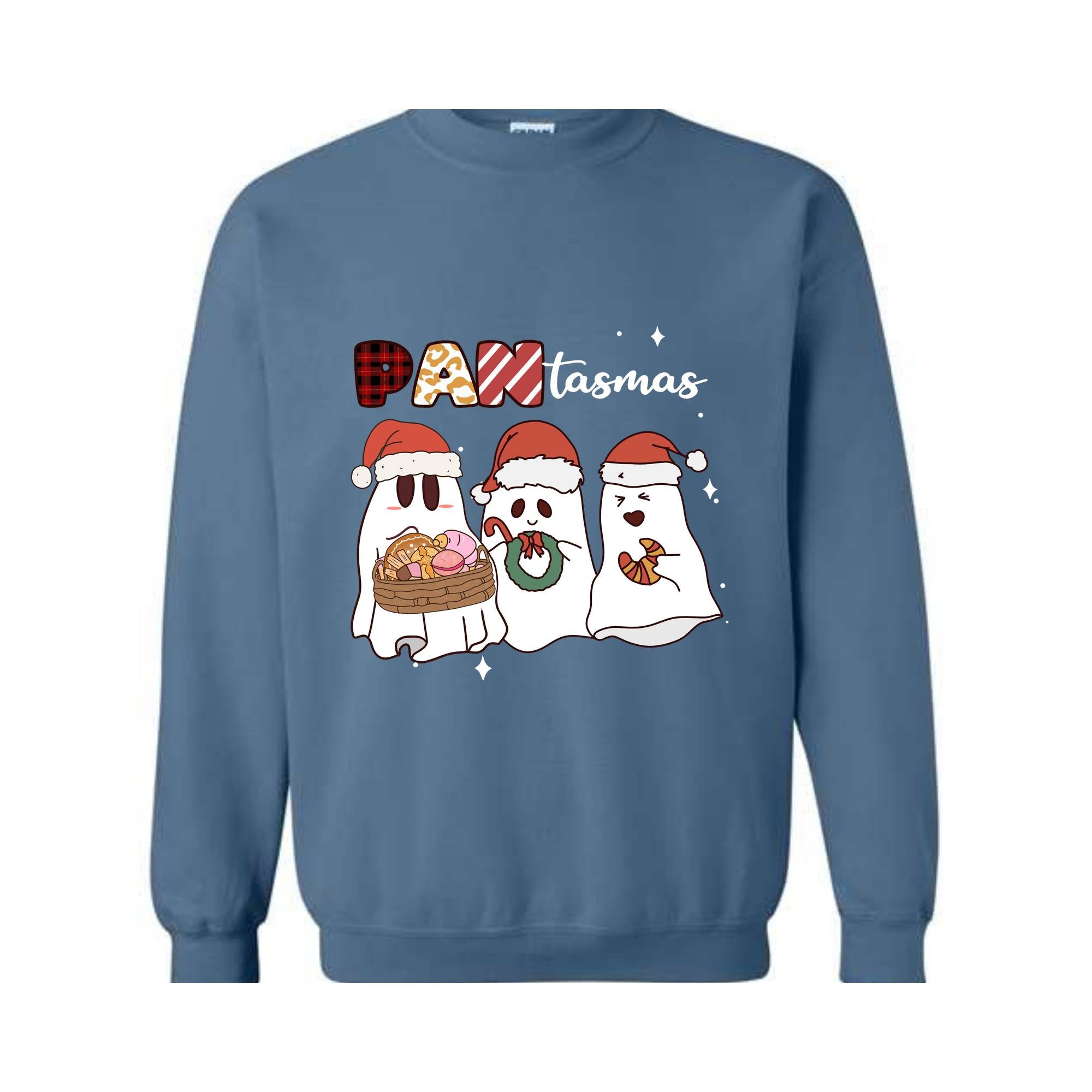 Pantasmas Ghost Chirstmas Sweatshirt, Cute Ghost Sweater, Cute Christmas Sweat, Ghost Santa Sweatshirt, Christmas Party Tee