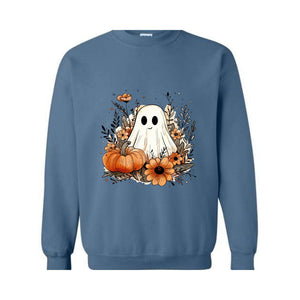 Floral Ghost Sweatshirt, Fall Ghost Sweatshirt, Fall Crewneck, Halloween Sweater, Boo Sweatshirt, Ghost Sweatshirt, Cute Fall Sweater