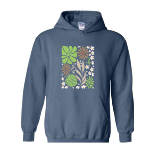 Boho Flowers Sweatshirt, Women Floral Minimalist Sweatshirt, Floral Sweatshirt, Boho Wildflowers Sweatshirt, Boho Floral Hoodie