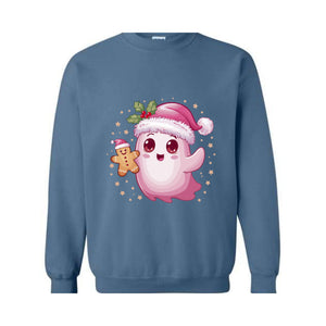 Christmas Cute Cookie Ghost Sweatshirt, Christmas Ghost Shirt, Gingerbread Ghost Sweatshirt