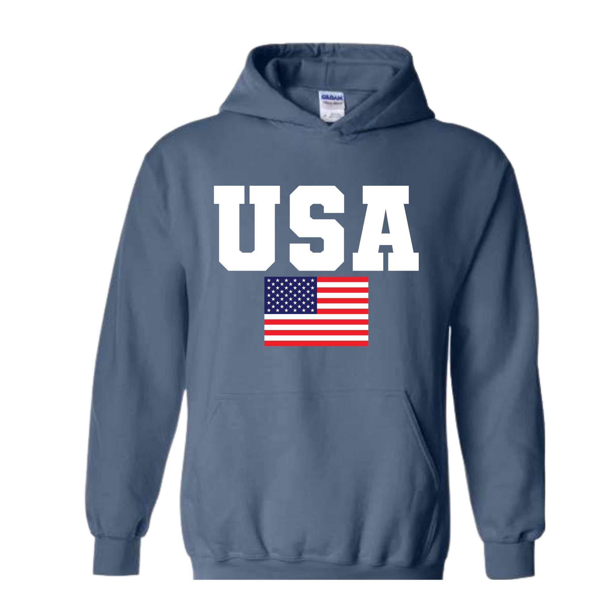 USA Hoodie, Patriotic Hoodie, America Sweatshirt, Flag Sweatshirt, American Retro Sweatshirt, USA Gift, American Flag Gift