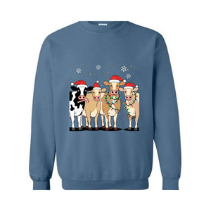 Christmas Cow Sweatshirt, Cow Lover Gift, Funny Christmas Hoodie, Holiday Hoodie, Farm Christmas Hoodie, Cow Hoodie, Christmas Hoodie