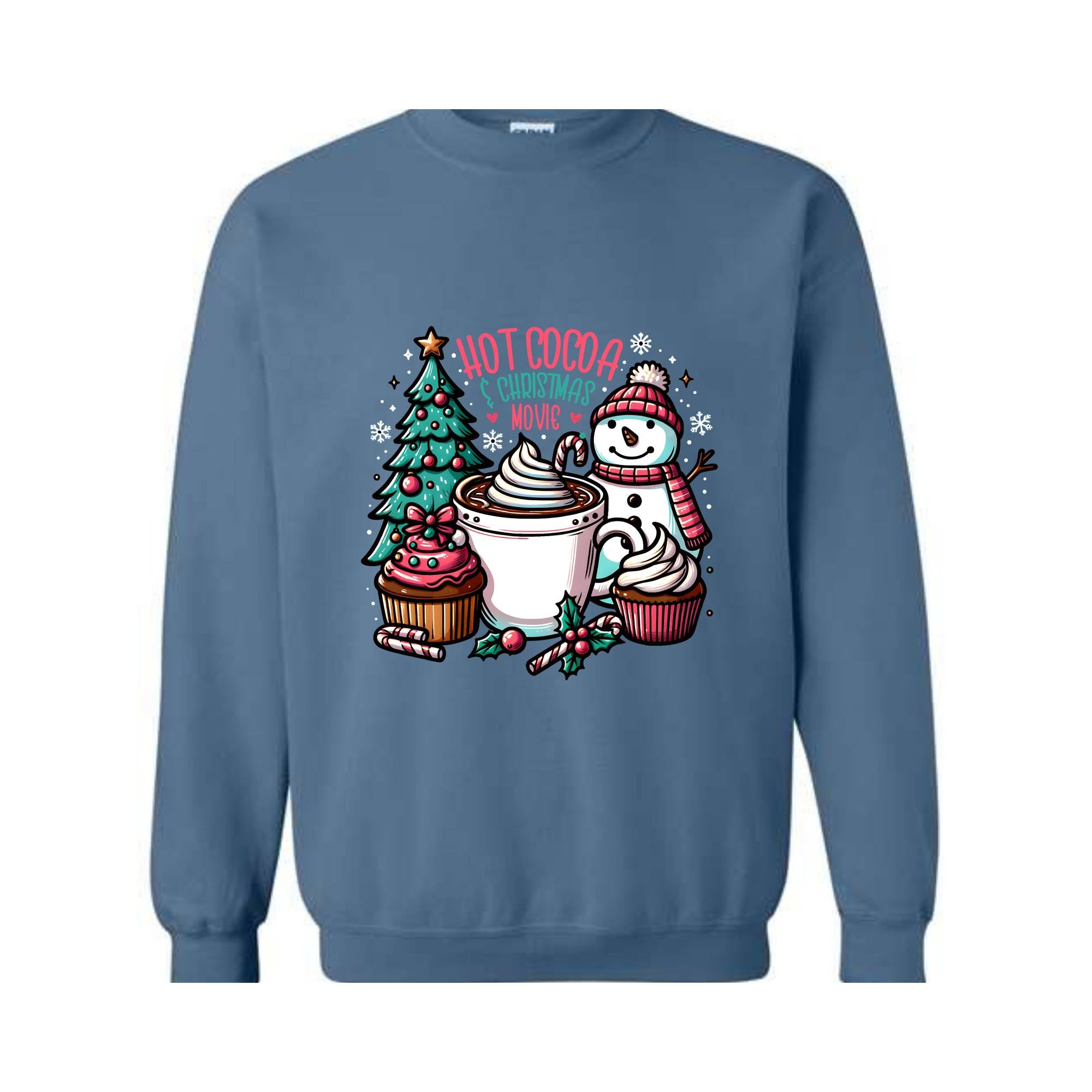 Hot Cocoa And Christmas Movie Sweatshirt, Christmas Sweatshirt, Hot Cocoa Sweatshirt, Christmas Gifts