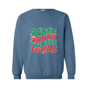 Sorry Santa I've Been Feral Sweatshirt, Funny Christmas Sweatshirt, Christmas Vibes Sweater, Cute Christmas Sweatshirt