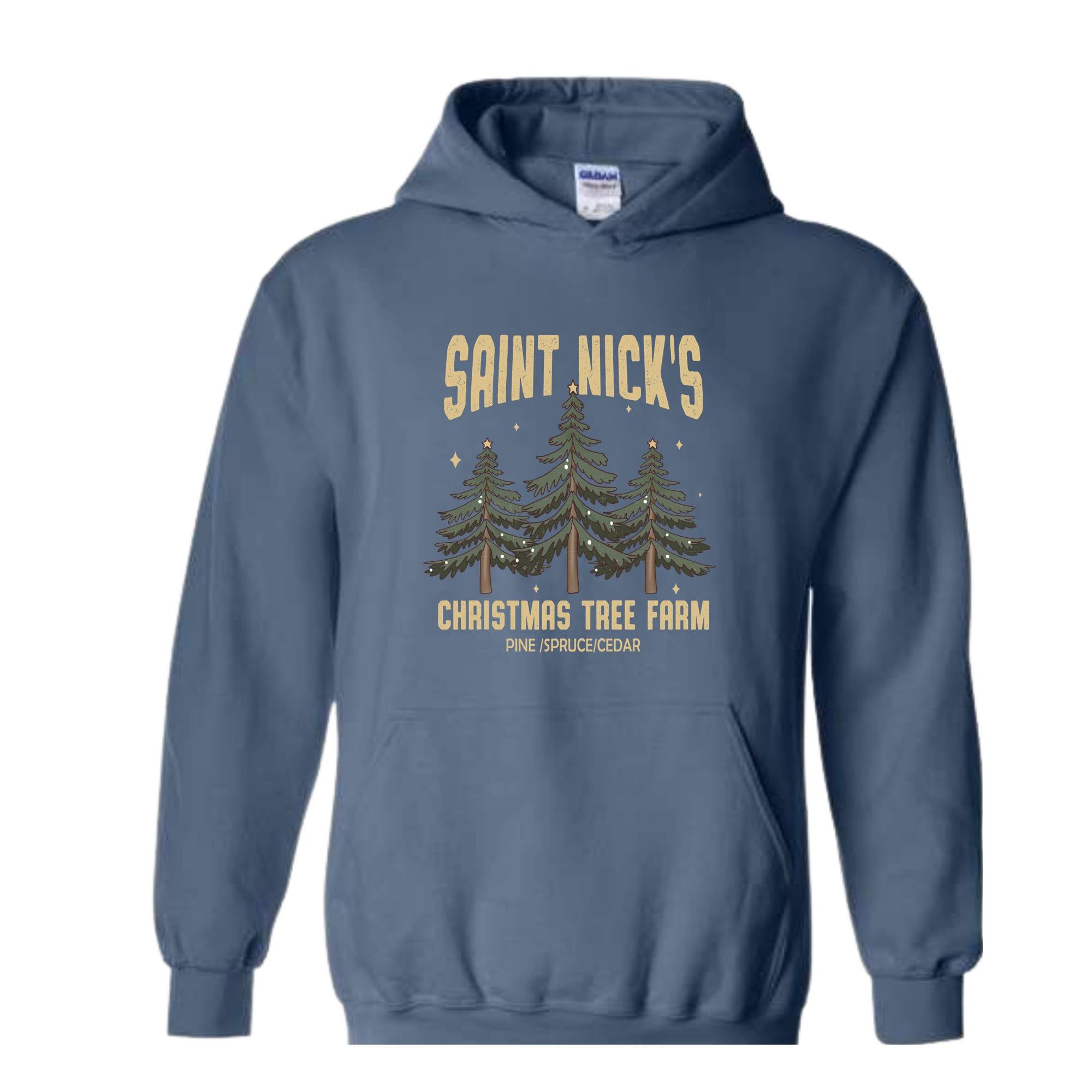 Saint Nick's Christmas Tree Farm Pine Spruce Cedar Hoodie, Christmas Hoodie, Christmas Gifts, Christmas Tree Sweater