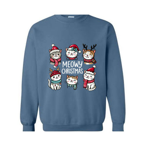 Cat Christmas Sweatshirt, Cat Lover Christmas Shirt, Meowy Christmas Shirt, Christmas Cat Mom Sweater, Catmas Gift for Christmas, Cat Shirts