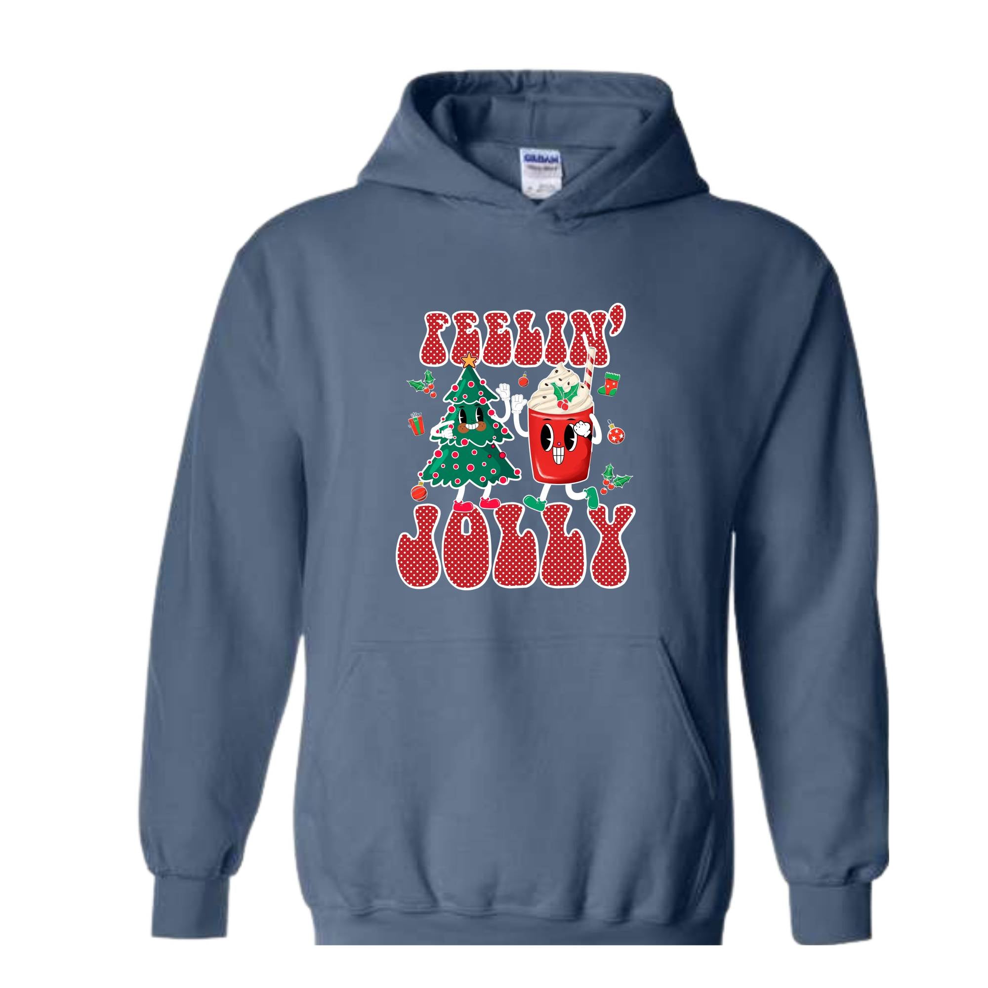 Feelin' Jolly Hoodie, Cute Christmas Hoodie, Christmas Party Outfit, Christmas Crewneck Hoodie, Holiday Hoodie, Christmas Gift