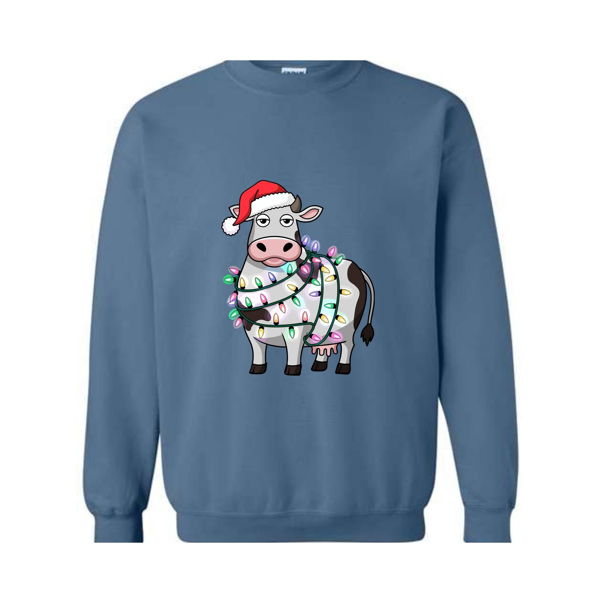 Christmas Cow Sweatshirt, Cow Lights Hoodie, Cow Sweatshirt, Cow Lover Hoodie, Christmas Hoodie, Highland Cow Hoodie, Farm Hoodie