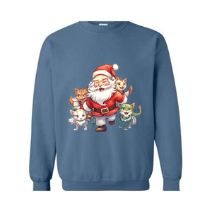 Vintage Santa Cats Christmas Sweatshirt, Retro Christmas Sweatshirt, Vintage Christmas Sweatshirt, Christmas Sweatshirt, Santa Sweatshirt