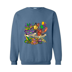 Mardi Gras Theme Sweatshirt, Festival Ready Hoodie, Colorful Carnival Sweater, Party Wear, Mardi Gift