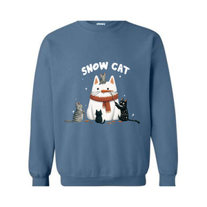 Snow Cat Sweatshirt, Meowy Christmas Sweater, Happy Cat Year Shirt, Cat Christmas Sweatshirt