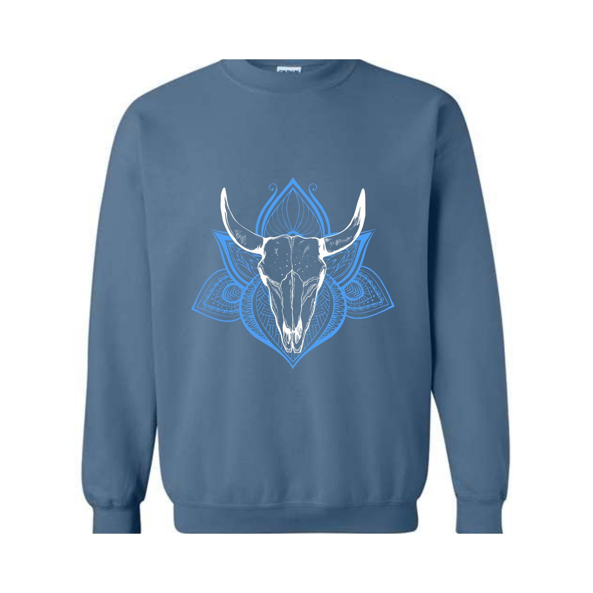 Boho Bull Skull Sweatshirt, Women's Country Sweatshirt, Wallen Sweatshirt, Cowboy Rodeo Sweater, Cowgirl Sweatshirt