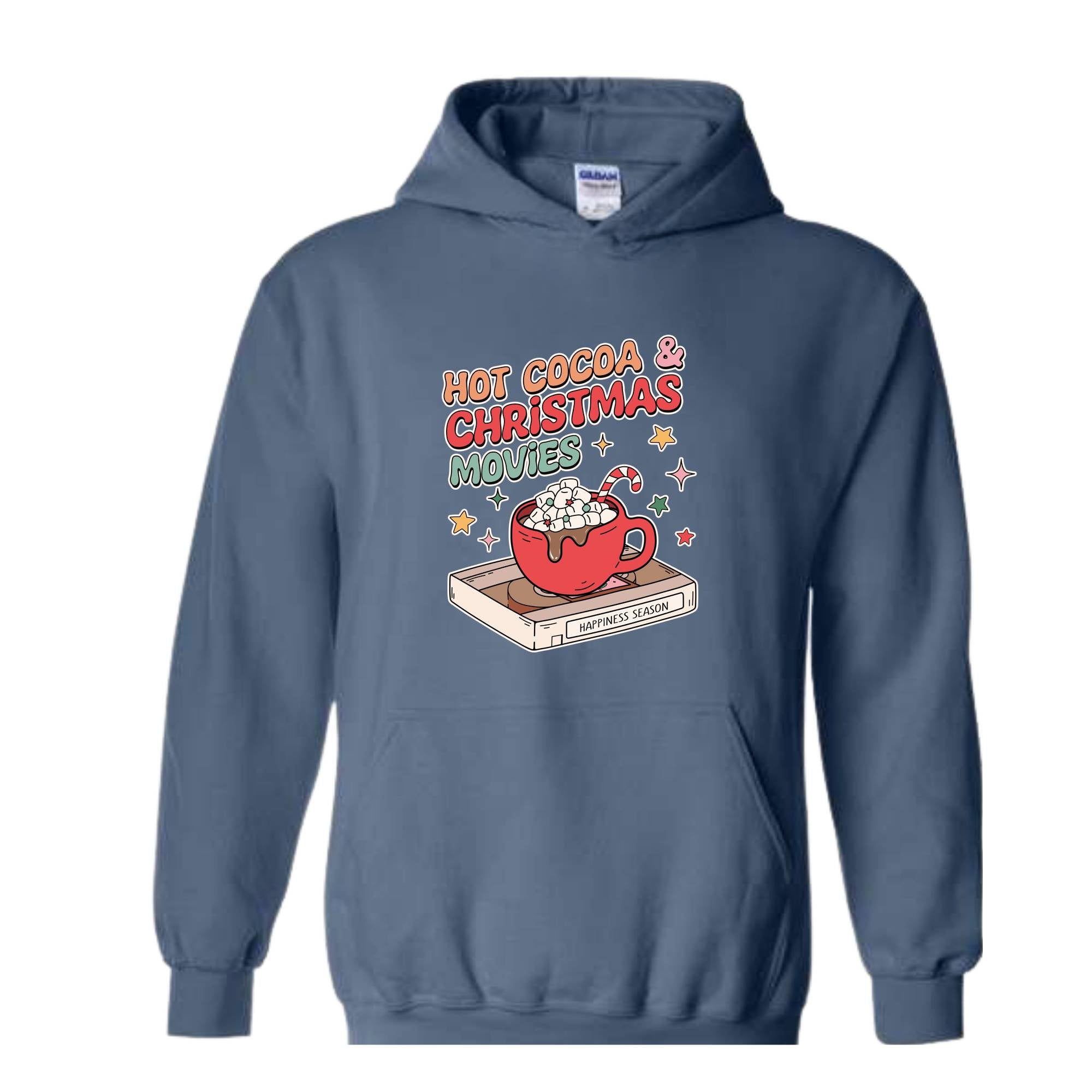 Hot Cocoa & Christmas Movies Hoodie, Christmas Hoodie, Retro Christmas Hoodie, Christmas Couple Hoodie