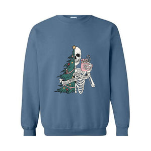 Sorta Merry Sorta Scary Sweatshirt, Christmas Skeleton Sweatshirt, Christmas Sweatshirt, Christmas Gifts, Christmas Tree Sweater