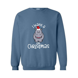 I Want A Hippopotamus For Christmas Sweatshirt, Christmas Hippo Sweatshirt, Christmas Kids Sweatshirt, Funny Christmas Gift