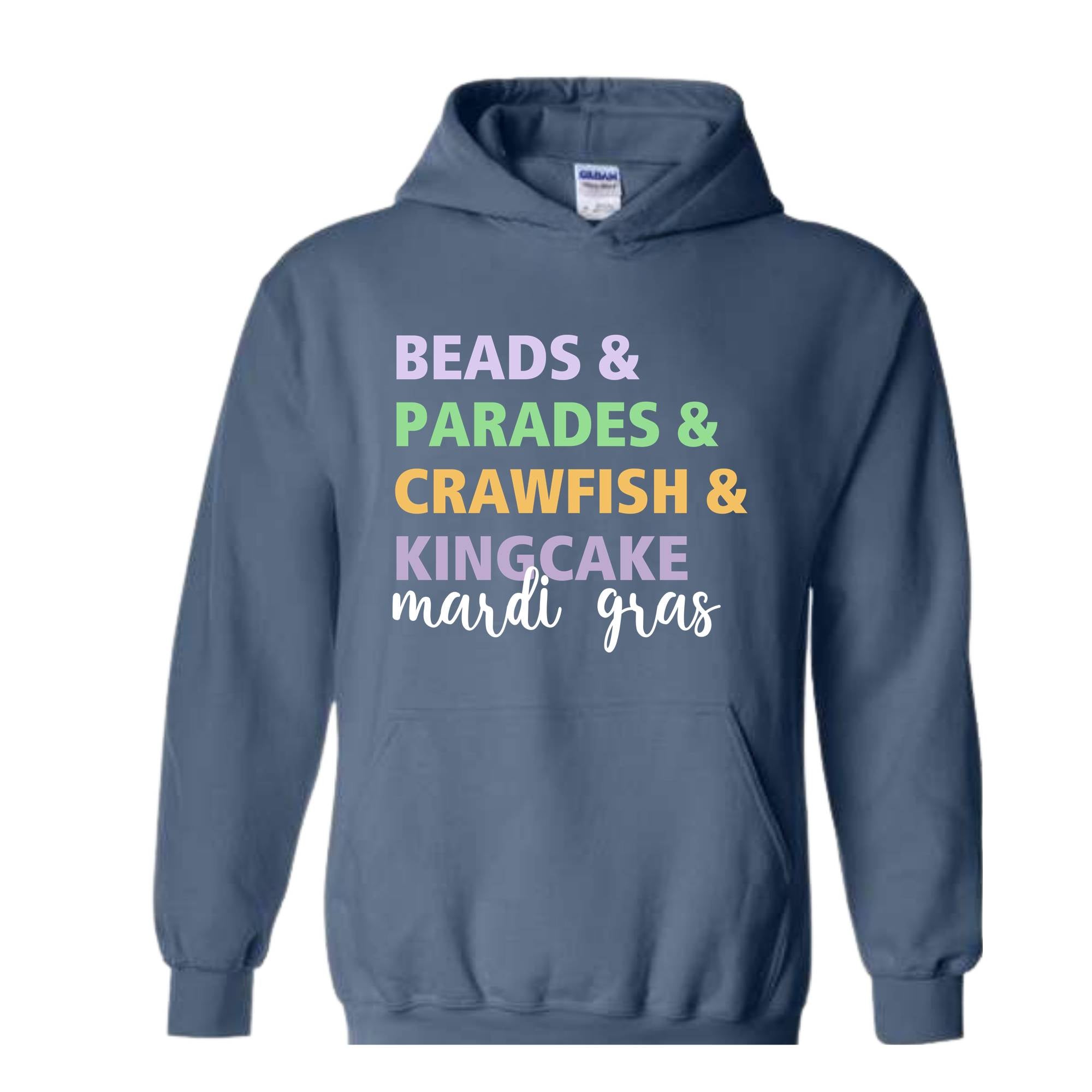 Beads Parades Crawfish Kingcake Mardi Grags Sweatshirt, Trendy Mardi Gras Carnival Hoodie, Funny Shenanigans Hoodie, Cute Parade Hoodie