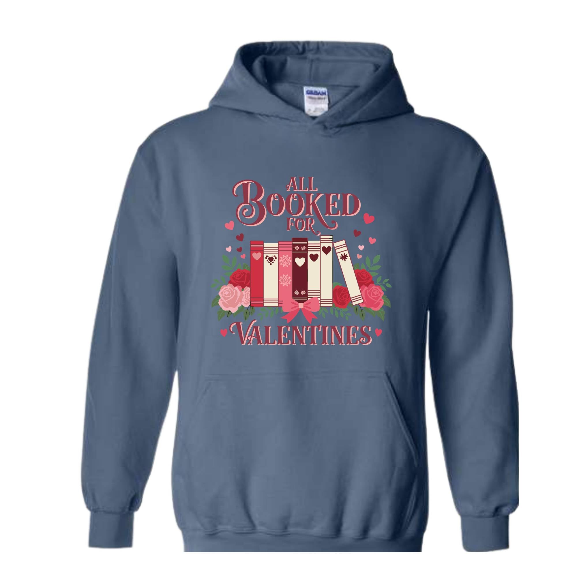 All Booked For Valentines Day Sweatshirt, Gift for Librarian, Bookworm Hoodie, Valentines Day Book Tree Hoodie, Book Lovers Hoodie