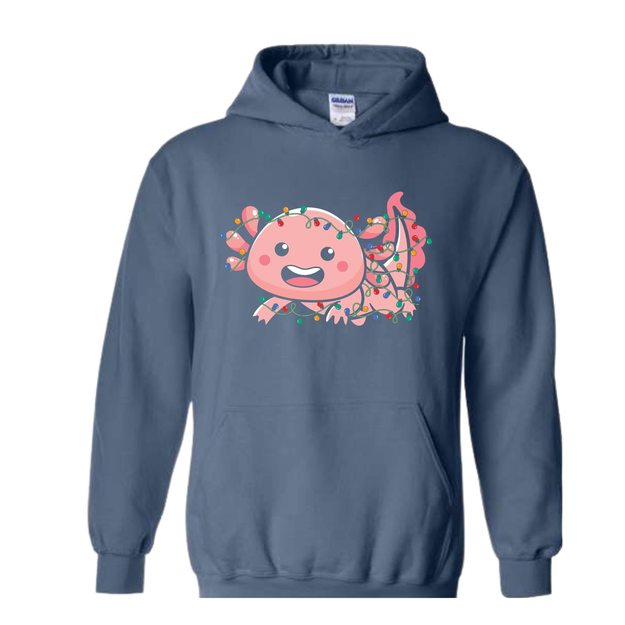 Cute Axolotl Christmas Lights Sweatshirt, Axolotl Lover Sweater, Santa Axolotl Sweatshirt, Axolotl Holiday Sweatshirt