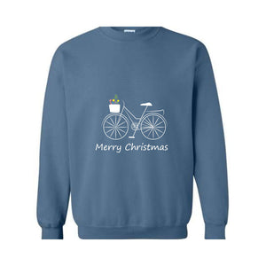 Bike Sweatshirt, Christmas Sweatshirt, Bike Floral Sweatshirt, Album Sweatshirt , Bike with Stars and chRistmas tree Sweatshirt