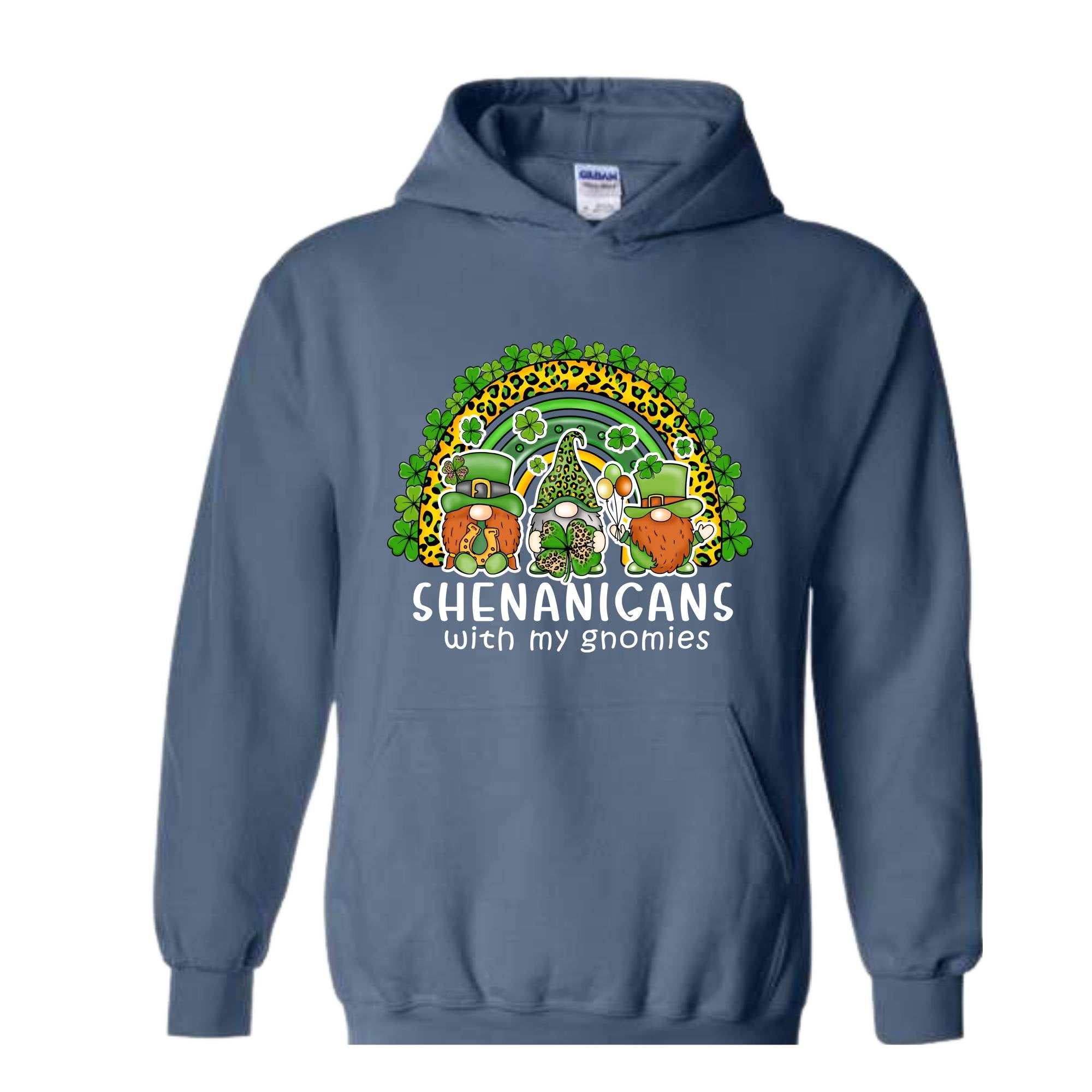 Shenanigans With My Gnomies Hoodie, St. Patricks Day Hoodie, Lucky Hoodie, Gnome Hoodie, Boho Rainbow Hoodie