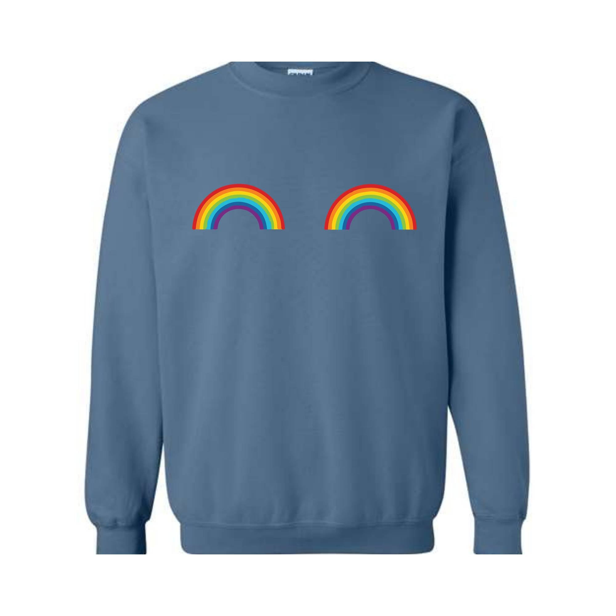 Rainbow boobs Sweatshirt, Cute boobs Crewneck, Breast Boobs Sweatshirt, Free the Nipple Sweatshirt, Gay Pride Sweatshirt, LGBT Crewneck