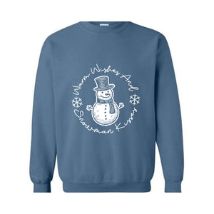 Warm Wishes And Snowman Kisses Sweatshirt, Christmas Sweatshirt, Snowman Sweatshirt, Christmas Gifts, Snowfall Sweatshirt