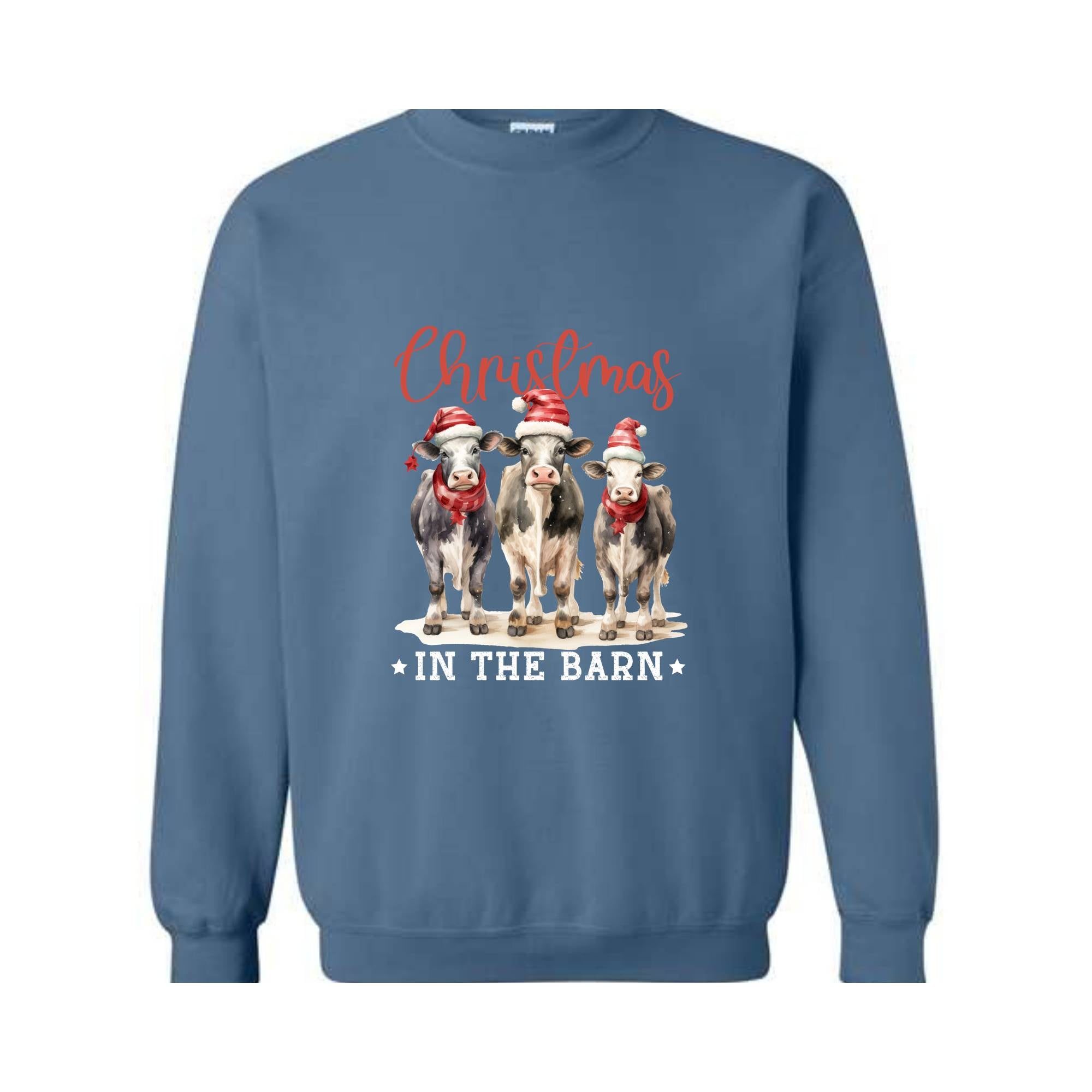 Christmas In The Barn Sweatshirt, Christmas Sweatshirt, Christmas Cow Sweatshirt, Christmas Gifts, Christmas Sweater