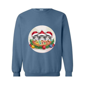 Vintage 90s Cat Christmas Sweatshirt, Kitten Christmas Sweatshirt, Retro Christmas, Classic Christmas Shirt, Xmas Sweatshirt, Cat Lover