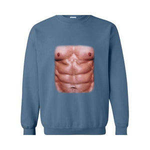 Chest Six Pack Muscles Sweatshirt, Bodybuilder , Funny Gym , Present Dad , Workout , Fitness Lover