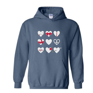 Womens Valentines Hearts Hoodie, Valentine Hoodie, Hearts Valentine Gift, Valentine Sweatshirt, Valentines Day Sweatshirt,