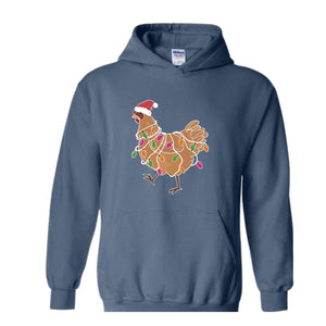 Chicken Christmas Lights Sweatshirt, Animal Christmas Sweatshirt, Farm Christmas Sweatshirt, Funny Chicken Lover, Women Chicken Hoodie