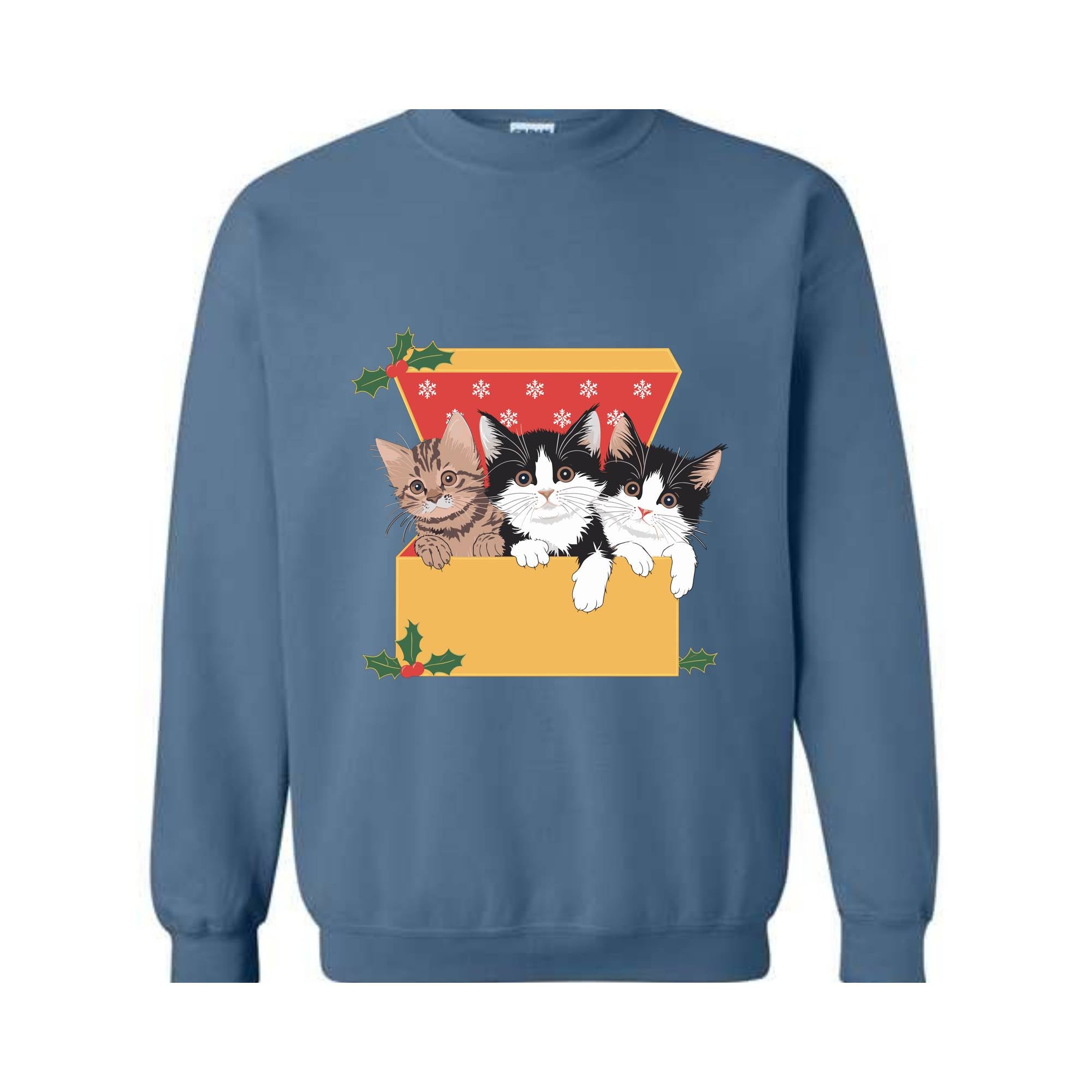 Cute Cat Christmas Sweatshirt, 90s Cat Christmas Hoodie, Retro Christmas Gift, Funny Cat Christmas Sweatshirt, Cat Lover Gift