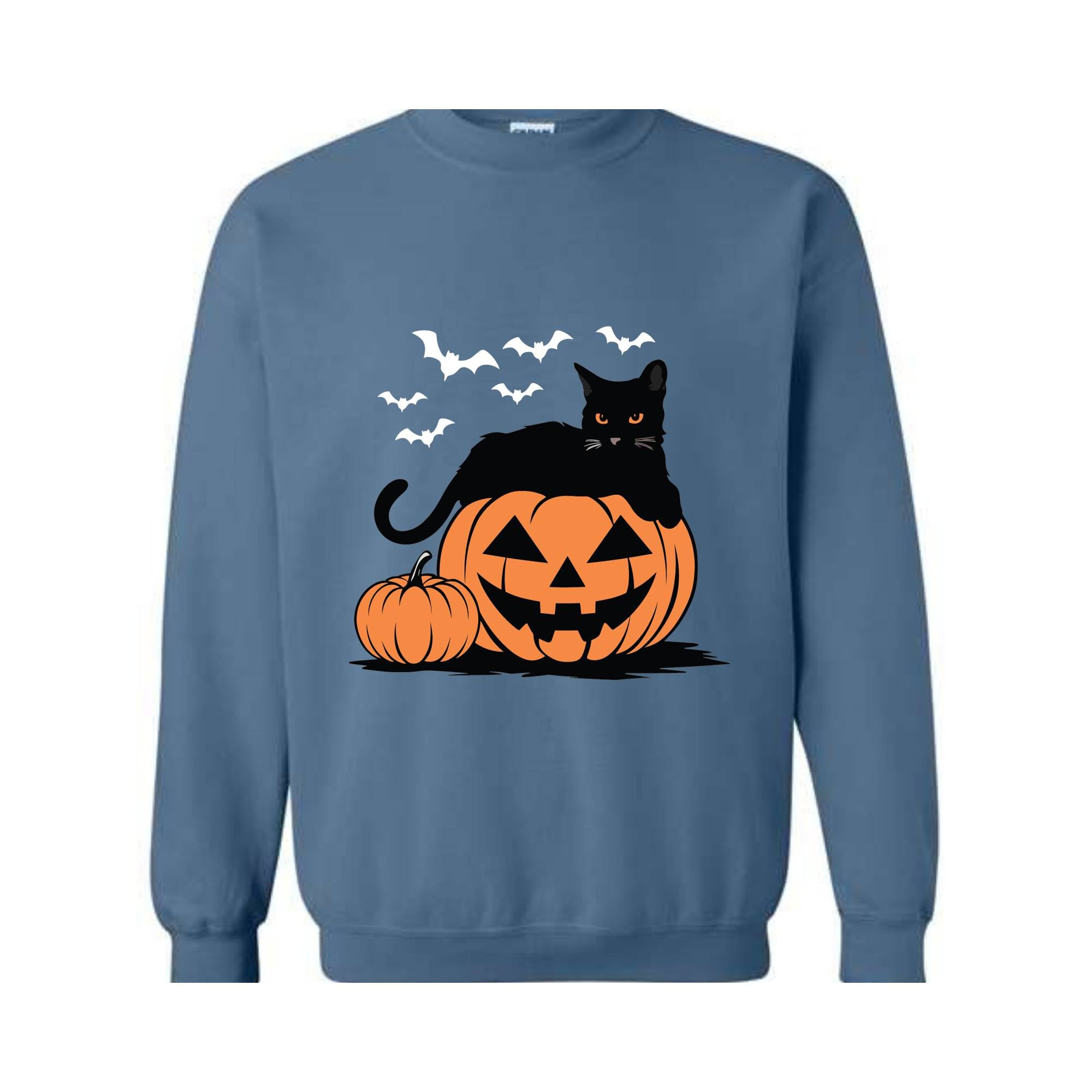 Pumpkin Sweatshirt, Black Cat Halloween Sweatshirt, Retro Halloween Hoodie, Halloween Sweatshirt, Vintage Black Cat Sweatshirt