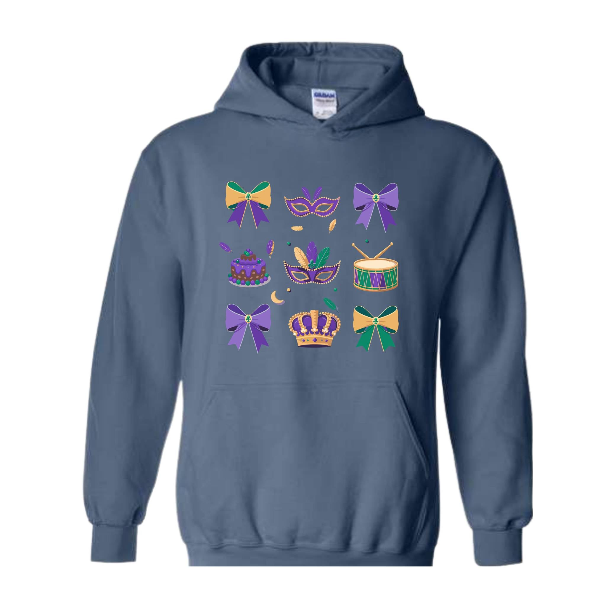 Mardi Gras Coquette Sweatshirt, Mardi Gras Hoodie, Mardi Beads Hoodie, Louisiana Festival Hoodie, New Orleans Carnival Bow Sweatshirt