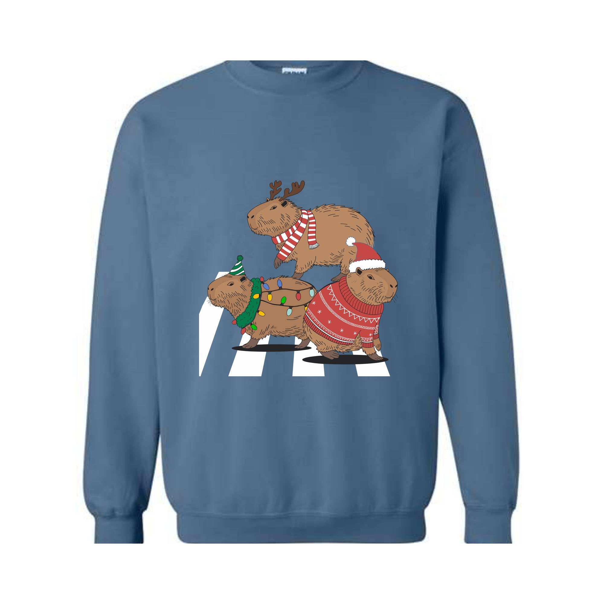 Capybara Sweatshirt, Funny Capybara Christmas Sweatshirt, Capybara Holiday Shirts, Capybara Santa Hoodie, Christmas Lights Hoodie