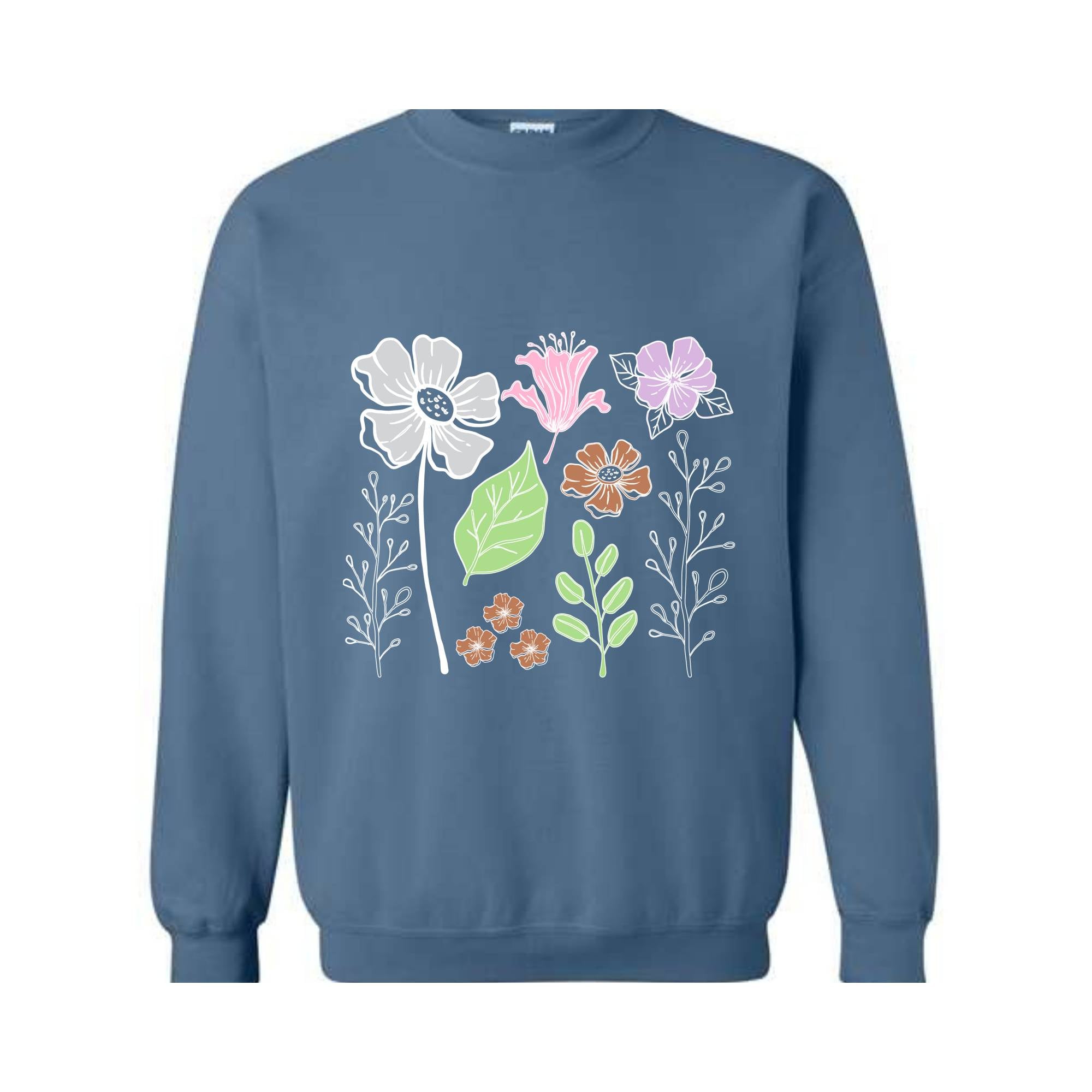 Boho Flower Sweatshirt Flowers Lovers Sweater Women Floral Minimalist Sweater Flower Print Sweatshirt Woman Gift Flower Sweatshirt