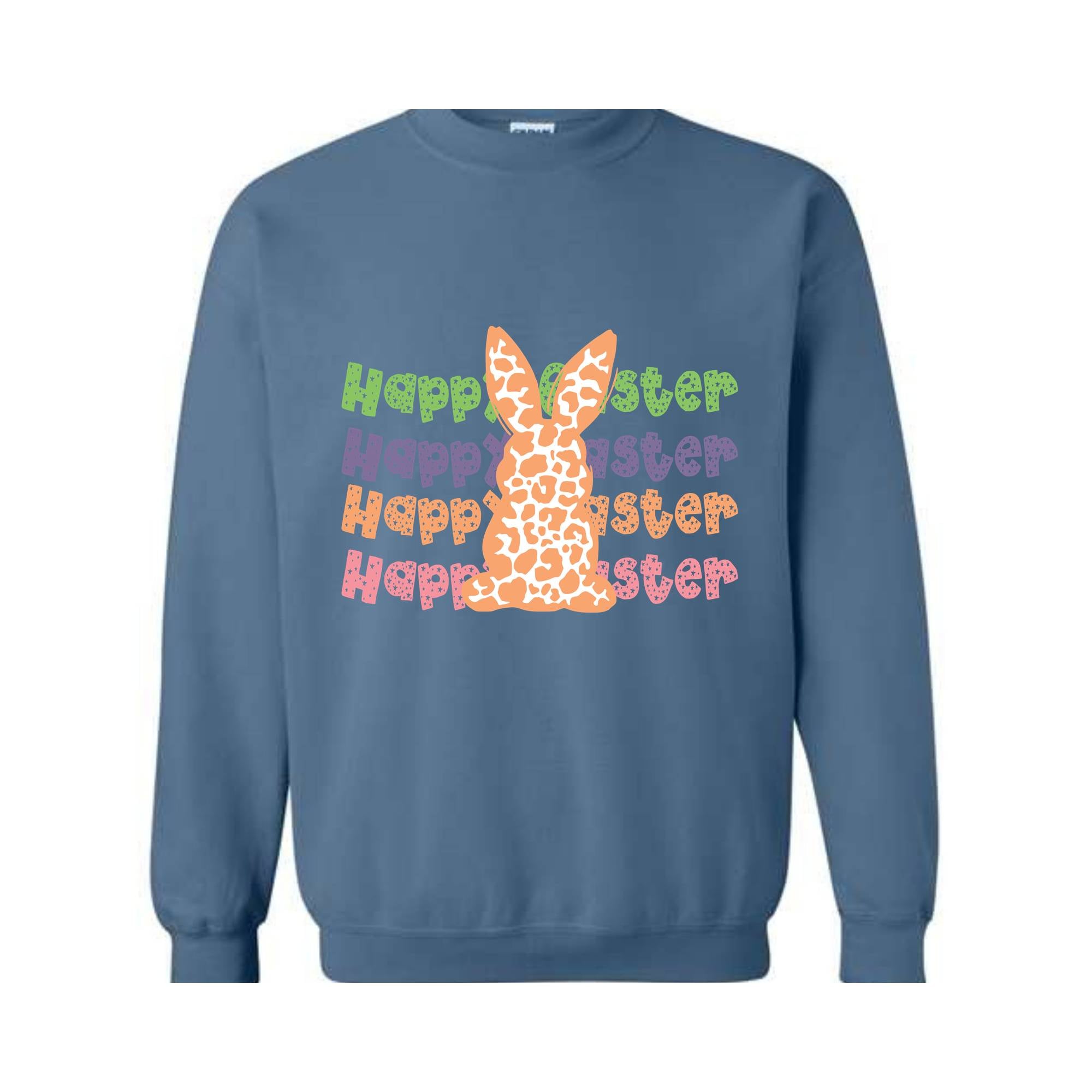 Happy Easter Leopard Print Bunny Sweatshirt, Easter Bunny Hoodie, Cute Bunny Cheetah Print Sweater, Easter Hoodie