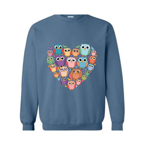 Owl Heart Sweatshirt,  Bird Nerd , Birdwatching , Birding Lover Tee, Ornithologist