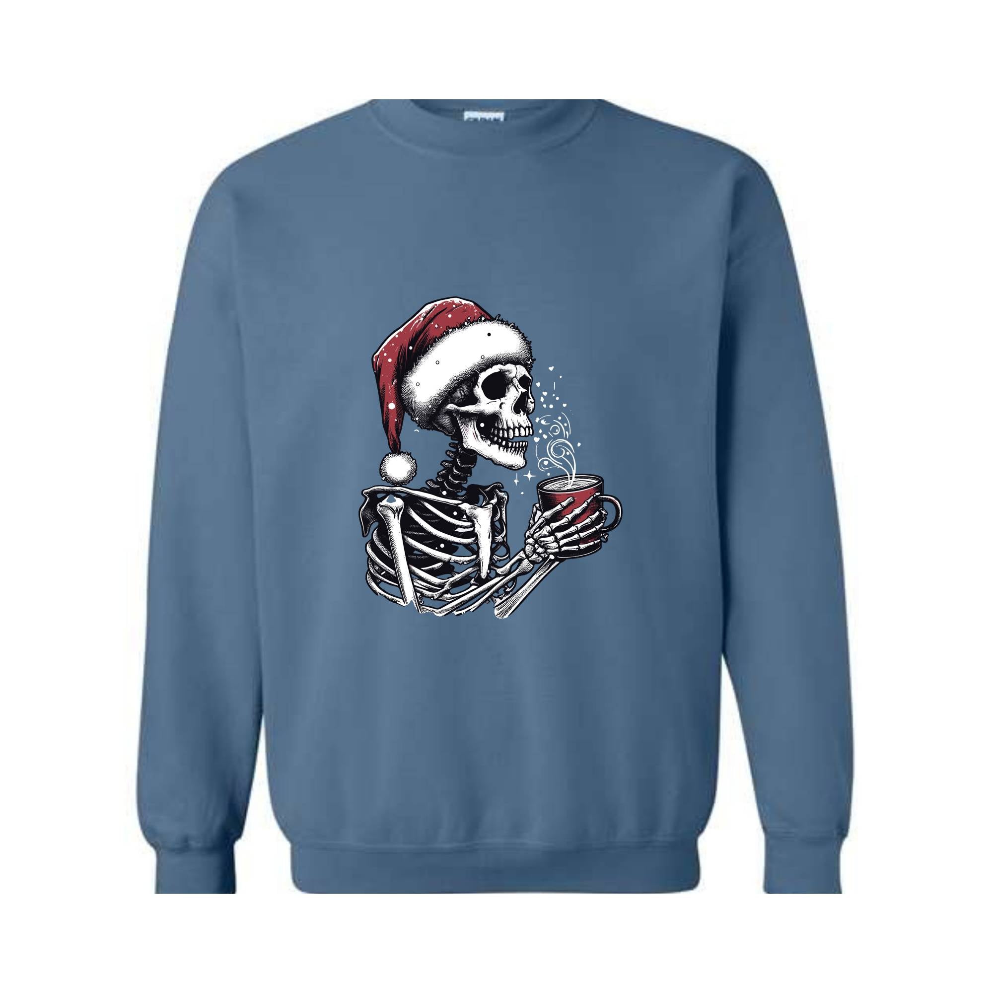 Christmas Coffee Skeleton Sweatshirt, Dead Inside Skeleton Christmas Sweatshirt, Coffee Lover Christmas Sweatshirt, Coffee Sweatshirt