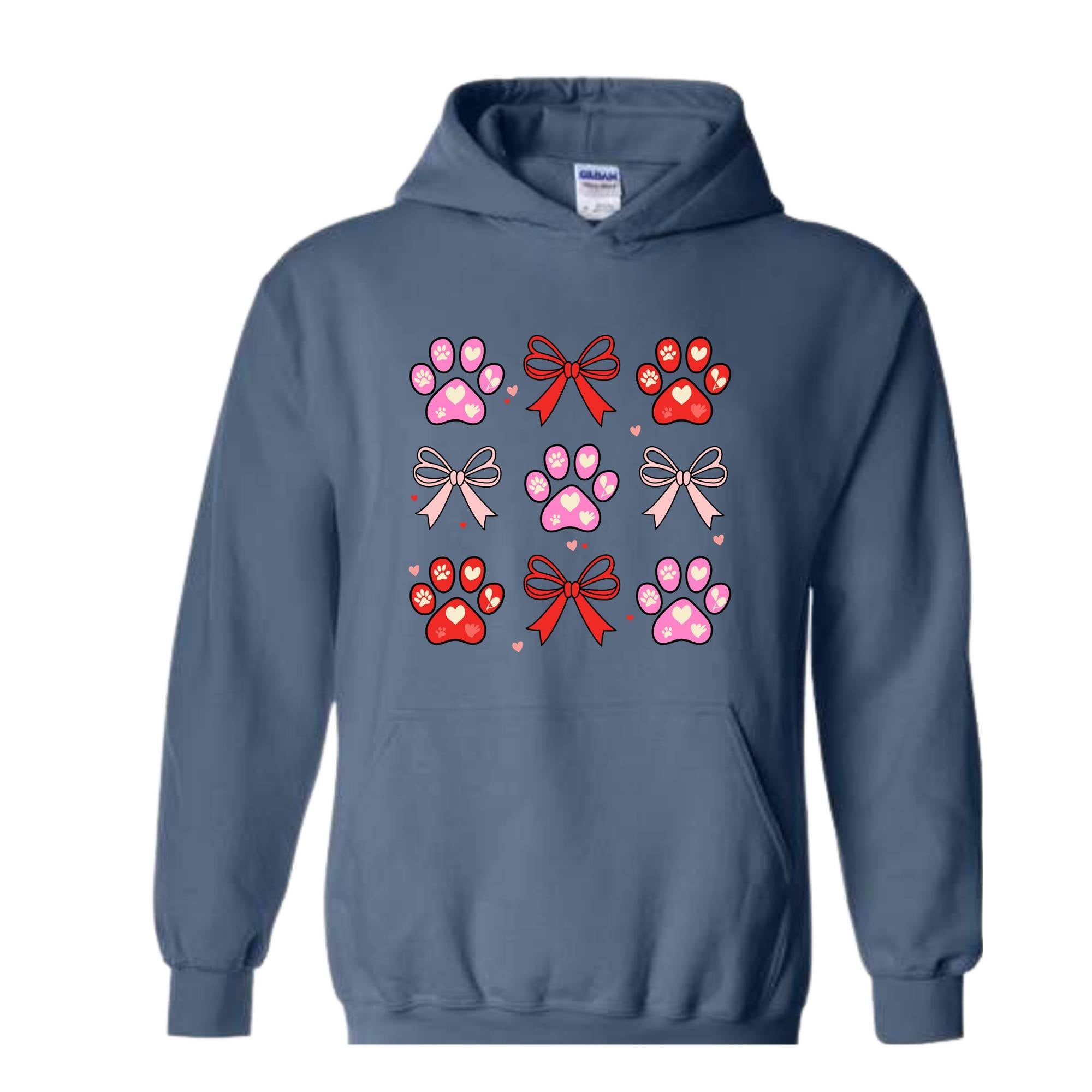 Dog Valentine Coquette Hoodie, Dog Mom Hoodie, Valentine's Day Hoodie, Dog Paw Heart Hoodie, Dog Lover Gift, Dog Valentine Hoodie