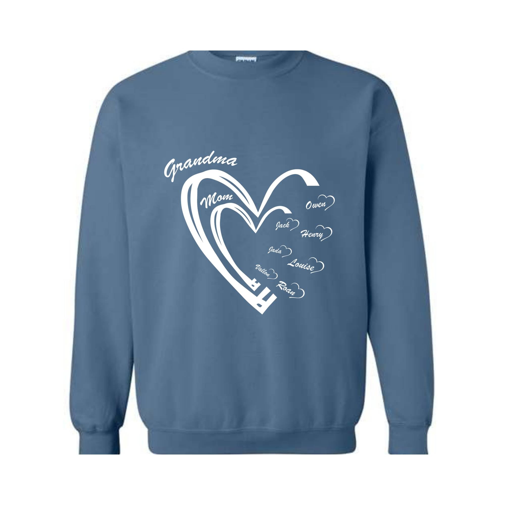 Custom Grandma Heart Sweatshirt, First Time Grandma Sweatshirt, kids Names , Godmerch Sweatshirt, Mother's Day